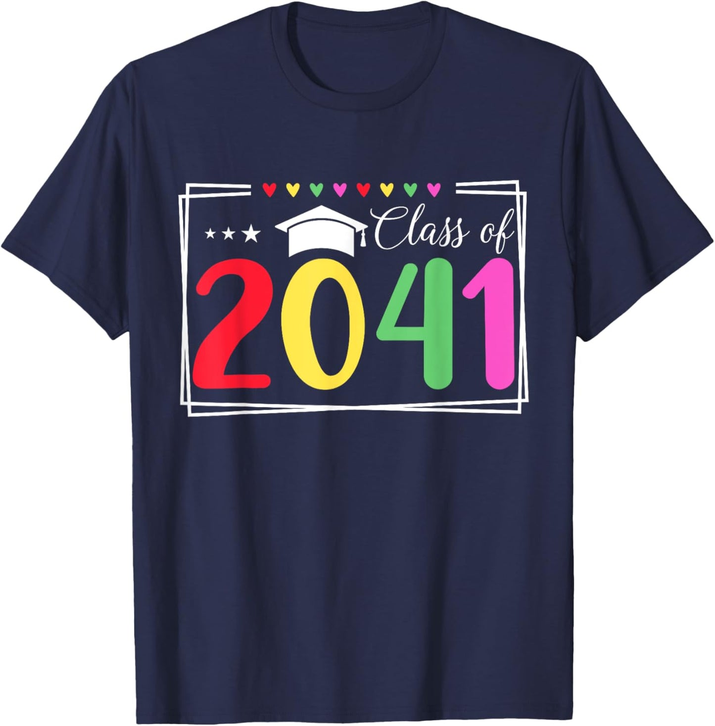 Class Of 2041 Senior Class 2041 Idea Grow With Me Graduation T-Shirt - T-Shirt | Navy