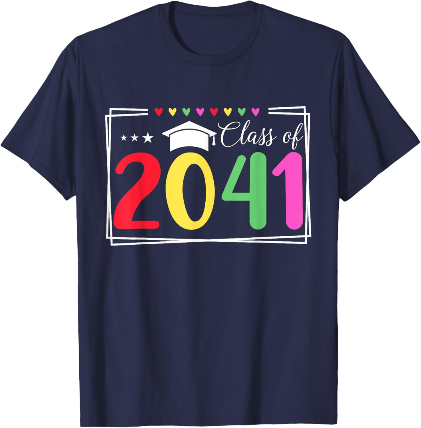 Class Of 2041 Senior Class 2041 Idea Grow With Me Graduation T-Shirt - T-Shirt | Navy