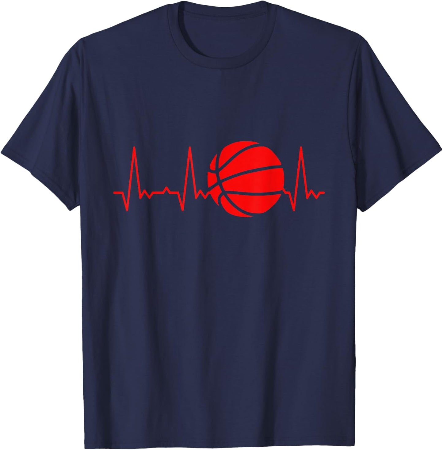 Heartbeat Graphic Gifts Women Men Kids Basketball - Black - Small - -Adults - Classic Fit - Sleeveless - Cotton, Polyester T-Shirt - T-Shirt | Navy
