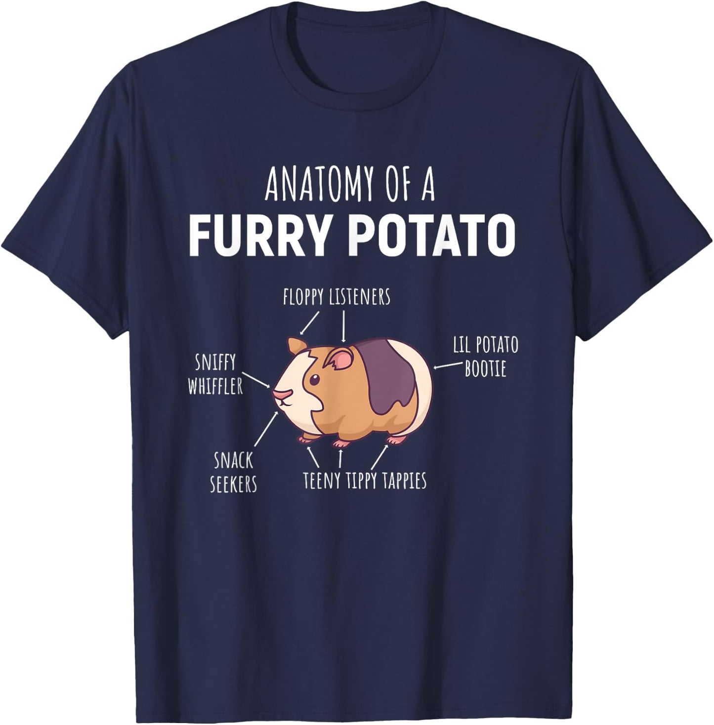 Anatomy Of A Furry Potato Guinea Pig Lover Gift T-Shirt - T-Shirt | Navy