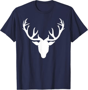 Deer Head Antlers T-Shirt - T-Shirt | Navy