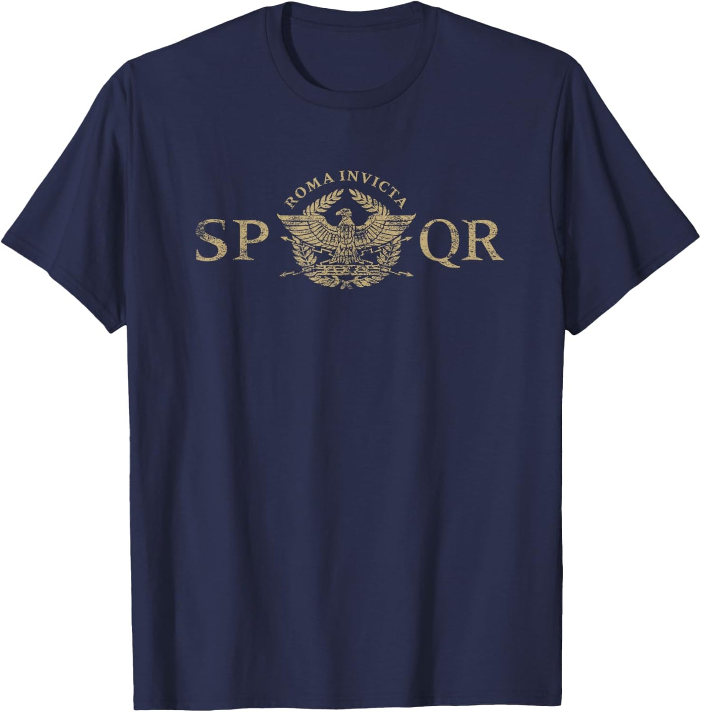 Roma Invicta SPQR Roman Eagle 2 Distressed T-Shirt - T-Shirt | Navy