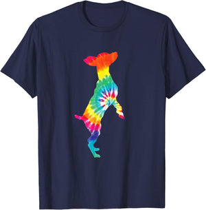 Tie Dye Dog Shirt Hippie Animal Retro Puppy Gift T-Shirt - T-Shirt | Navy