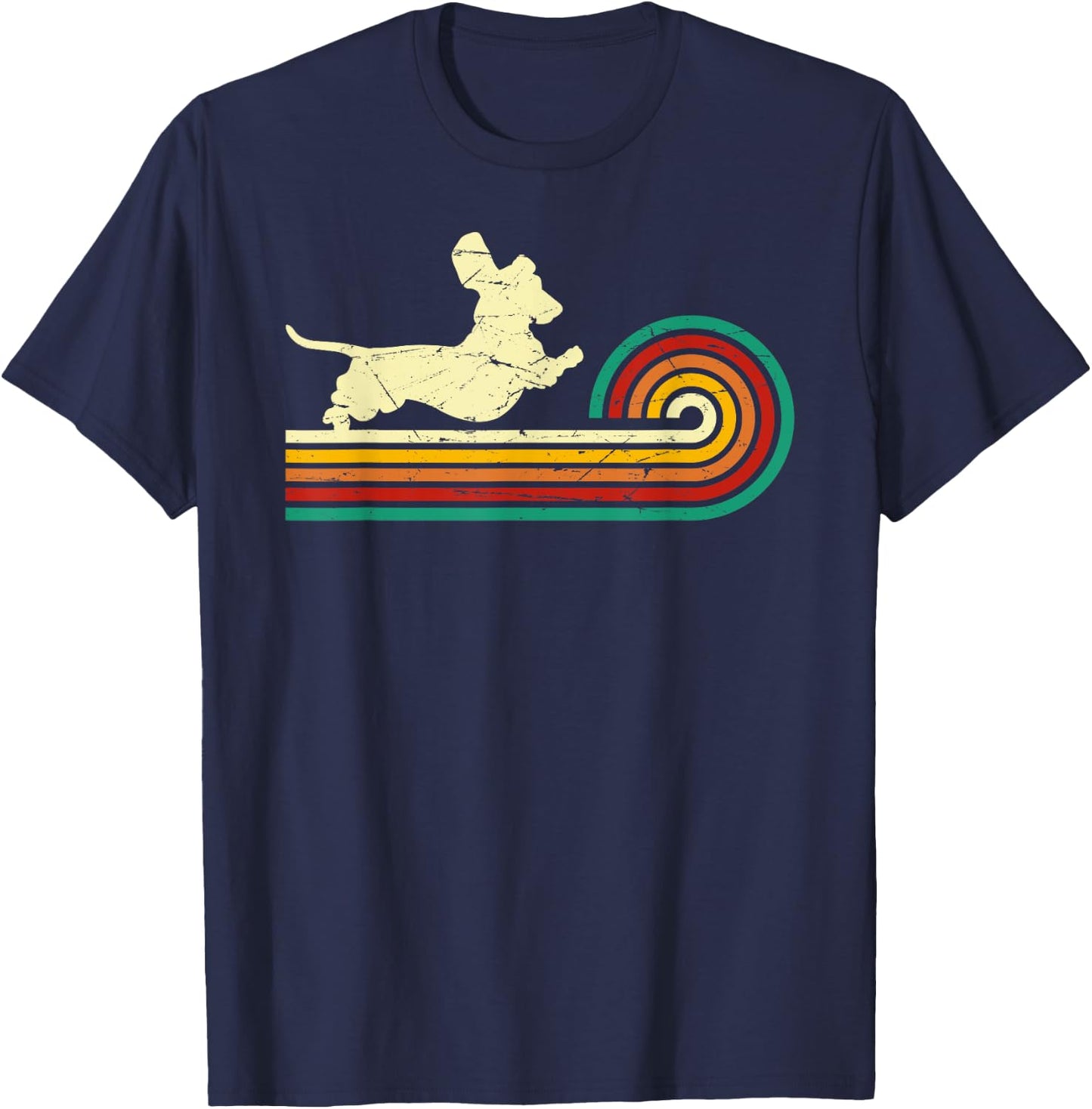Dachshund dachshund dog silhouette retro Gift Men Women Girls Kids T-Shirt - T-Shirt | Navy