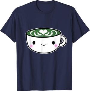 Matcha Shirts Green Tea Latte Kawaii Cute T-Shirt - T-Shirt | Navy