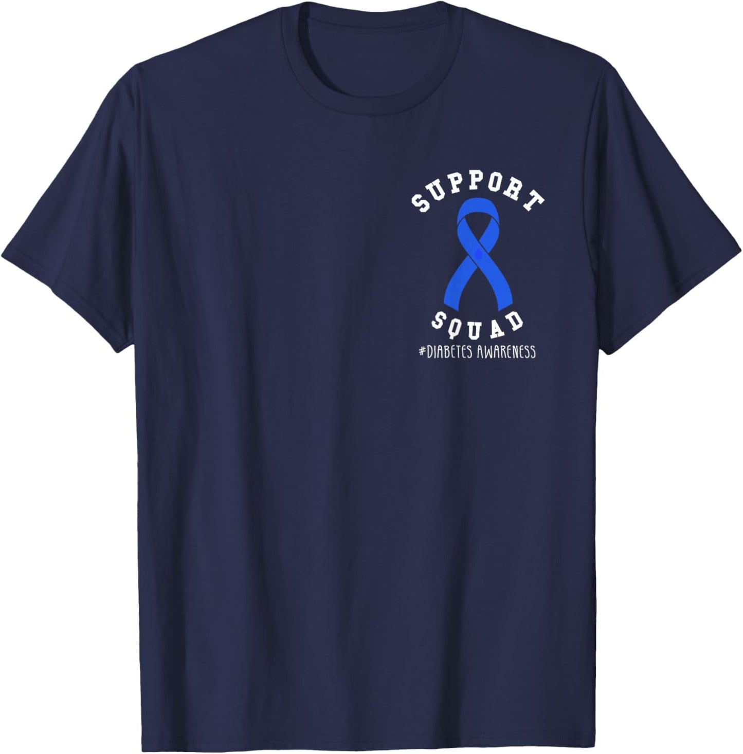 Diabetes Awareness Month Blue Love Ribbon Support T1D T2D T-Shirt - T-Shirt | Navy