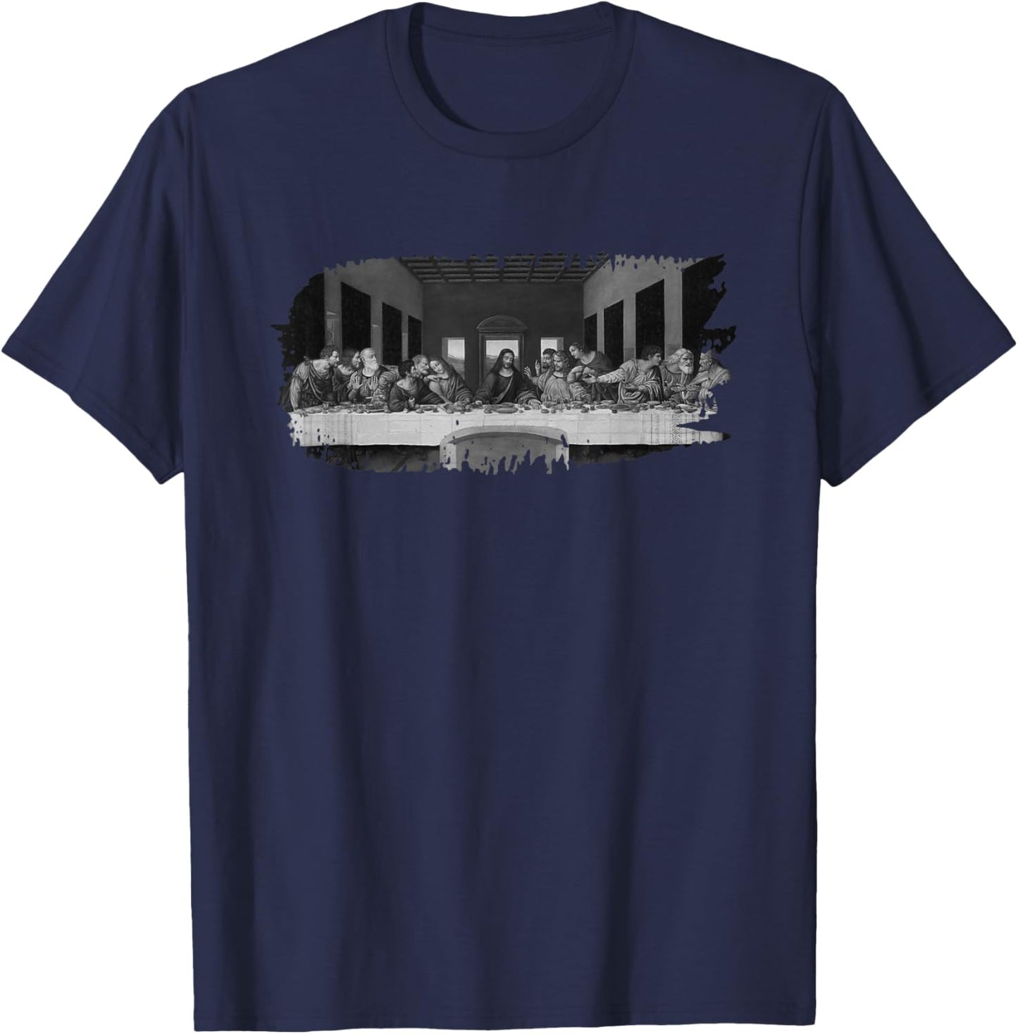 Last Supper Grunge by Leonardo daVinci T-Shirt - T-Shirt | Navy