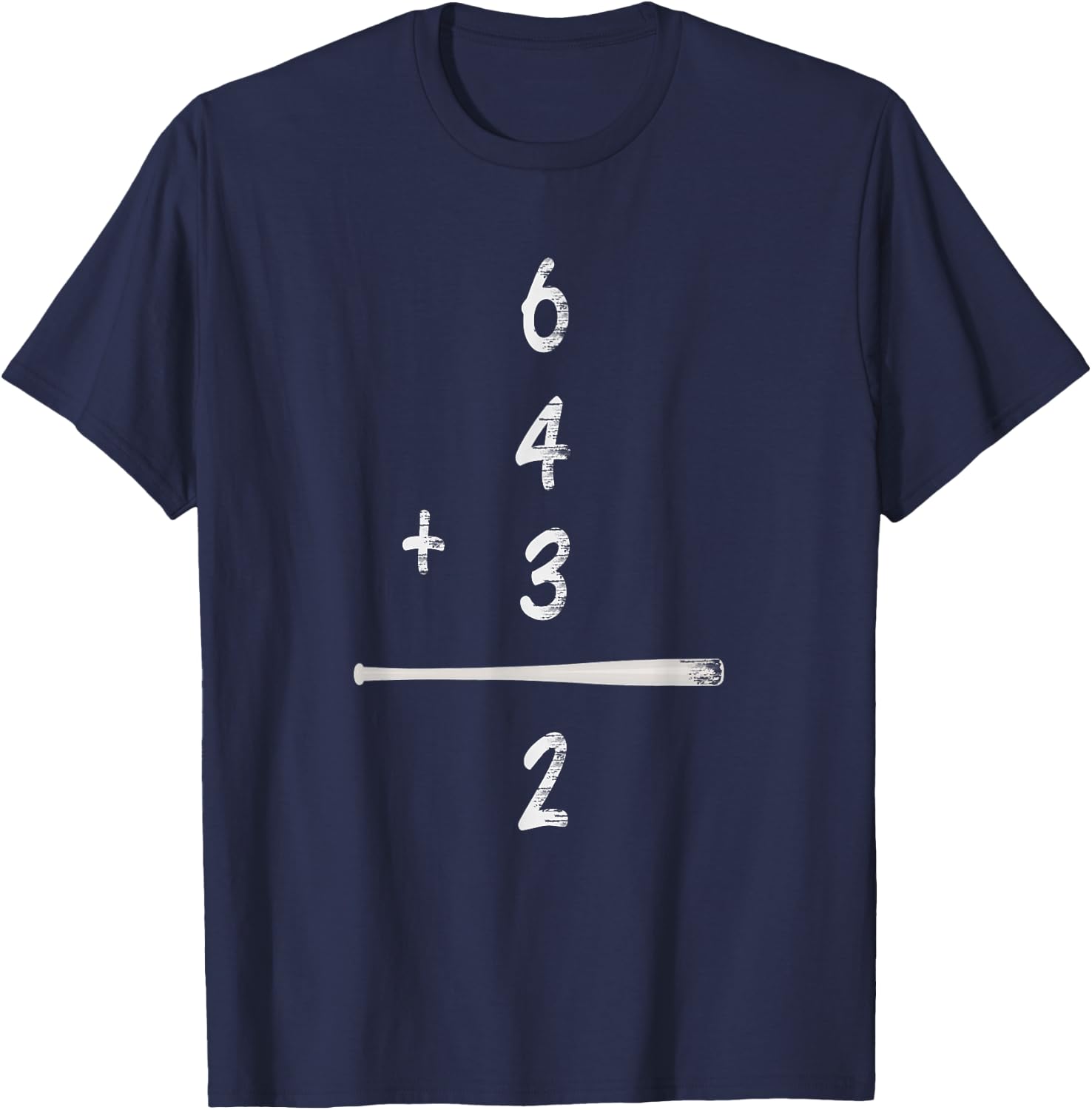 Baseball Math 6 4 3 2 Double Play Cute Softball Game T-Shirt - T-Shirt | Navy