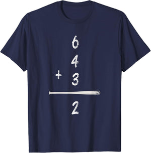 Baseball Math 6 4 3 2 Double Play Cute Softball Game T-Shirt - T-Shirt | Navy