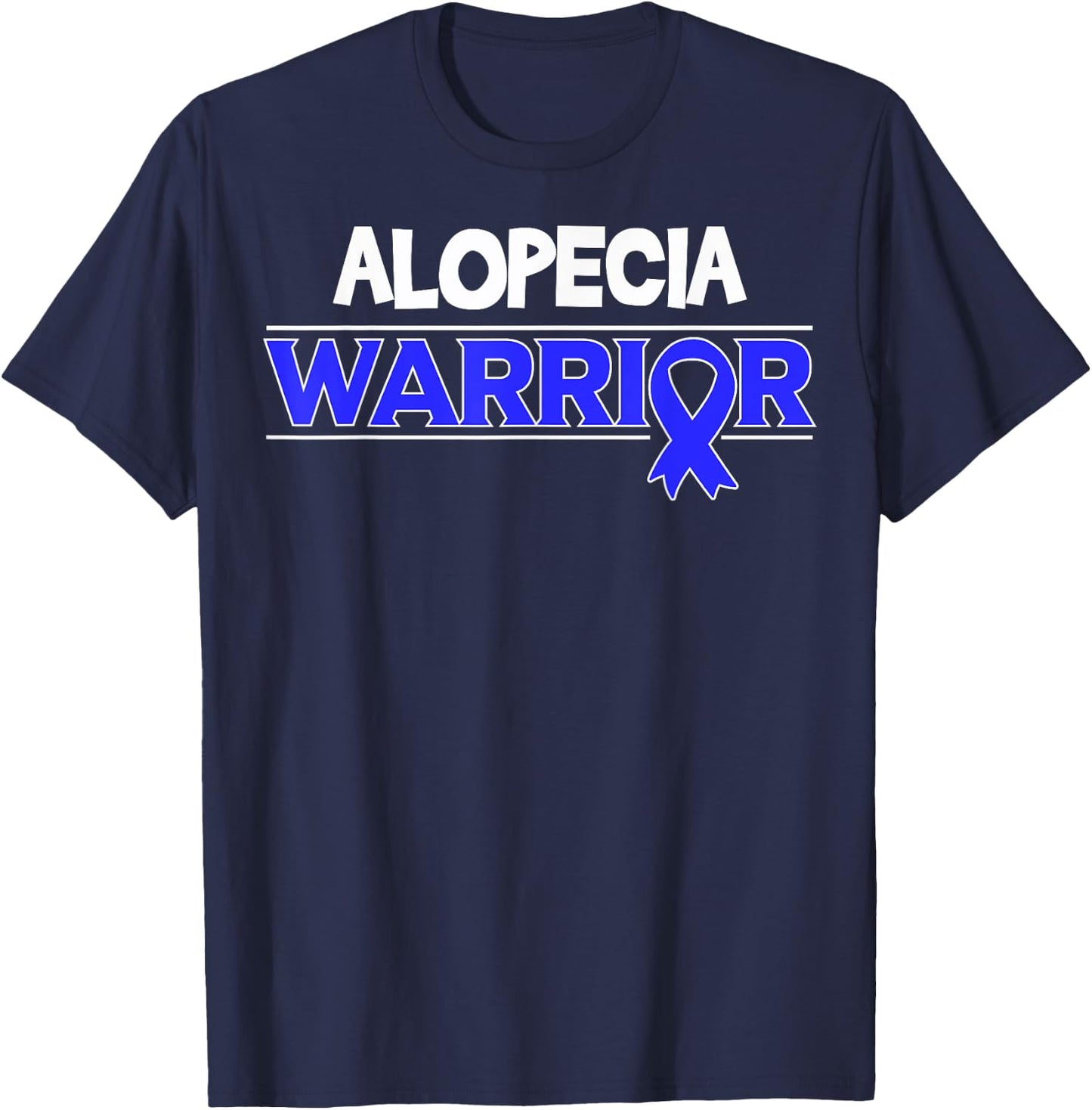 Alopecia Warrior Hair Loss Awareness Ribbon T-Shirt - T-Shirt | Navy