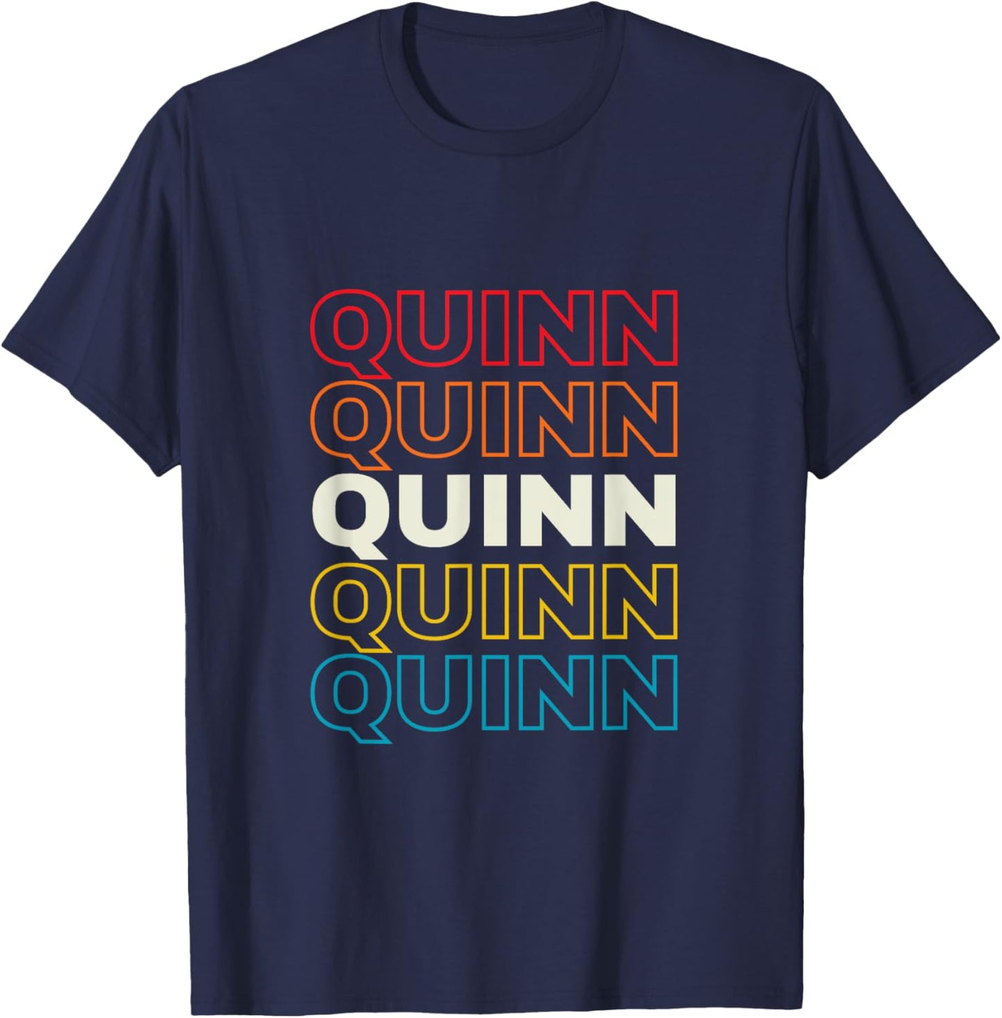 I Love Quinn Personalized Retro Sunset First Name T-Shirt - T-Shirt | Navy