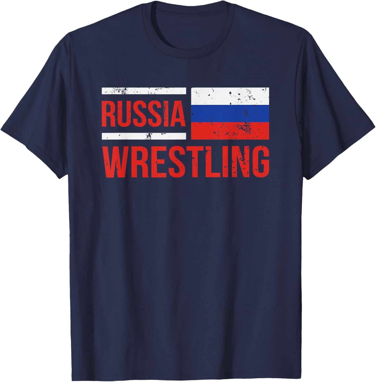Russia Wrestling RUS Flag Amateur Wrestler Grappling T-Shirt - T-Shirt | Navy