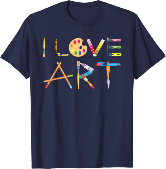 I Love Art Painting Artists Painter Gift T-Shirt - T-Shirt | Navy