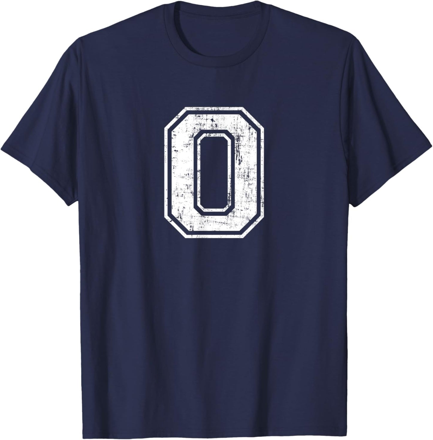 Number 0 Zero Varsity Distressed Vintage Sport Team Practice T-Shirt - T-Shirt | Navy