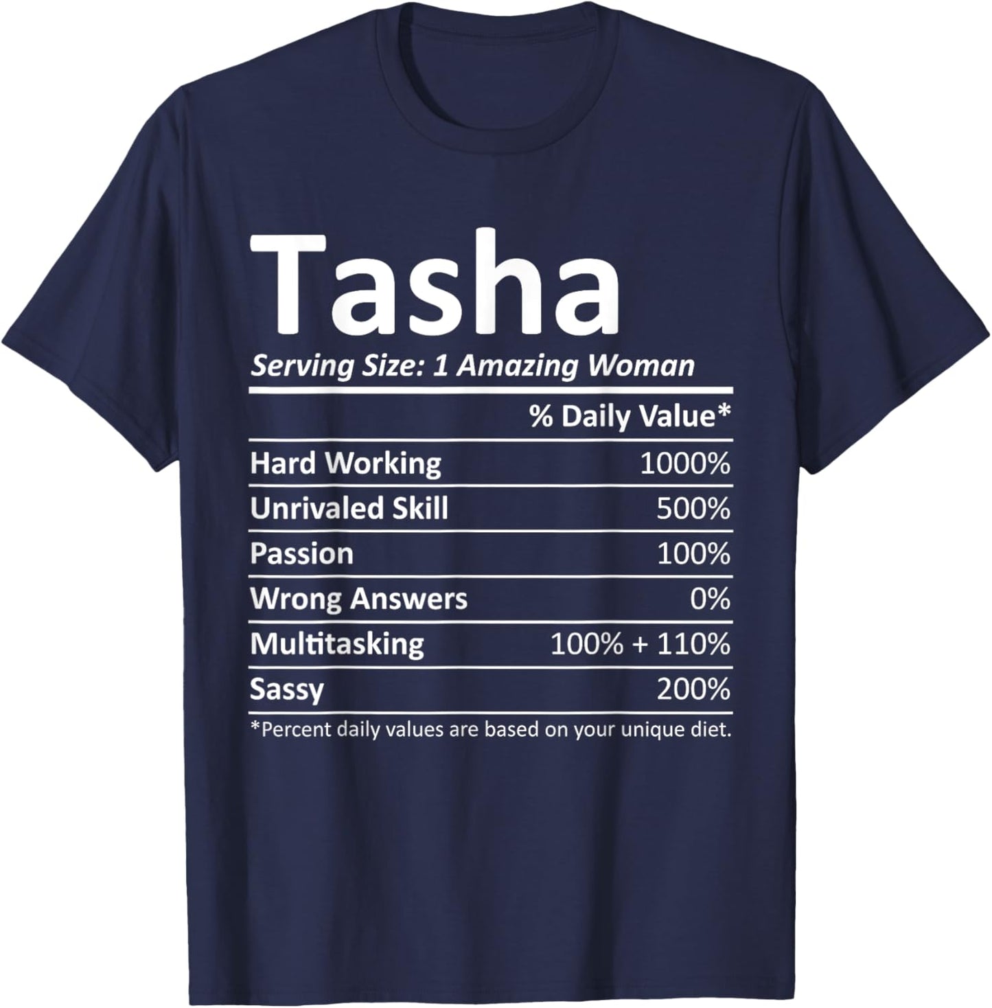 TASHA Nutrition Personalized Name Funny Christmas Gift T-Shirt - T-Shirt | Navy