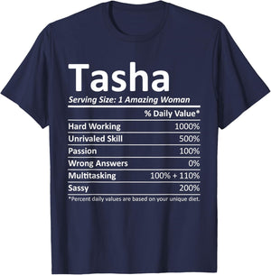TASHA Nutrition Personalized Name Funny Christmas Gift T-Shirt - T-Shirt | Navy