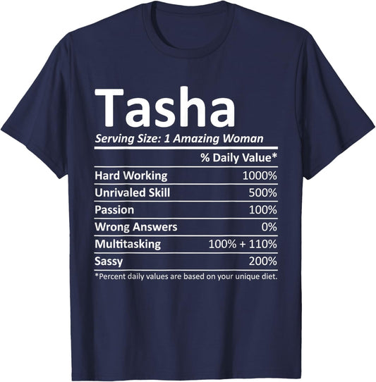 TASHA Nutrition Personalized Name Funny Christmas Gift T-Shirt - T-Shirt | Navy