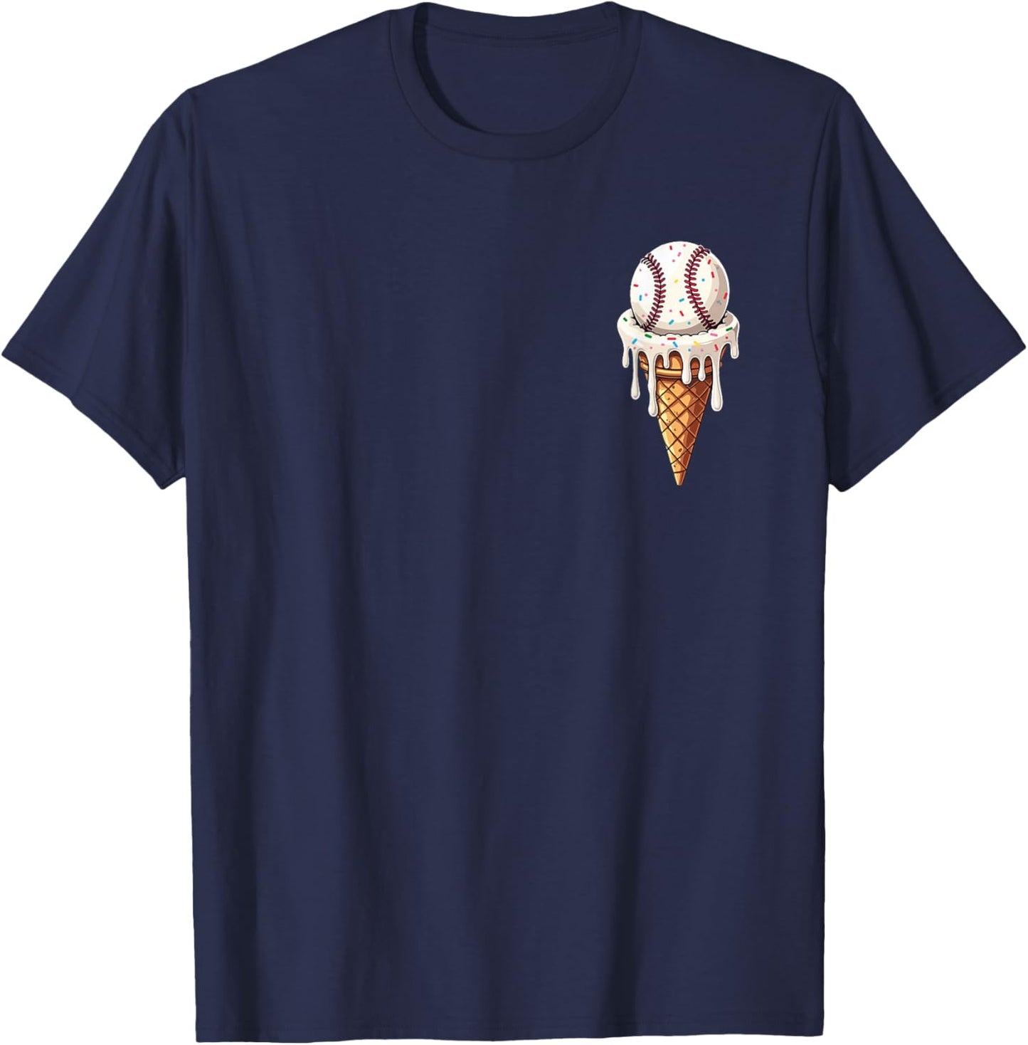 Baseball Drip with Melting Ice Cream Drippy Lovers T-Shirt - T-Shirt | Navy