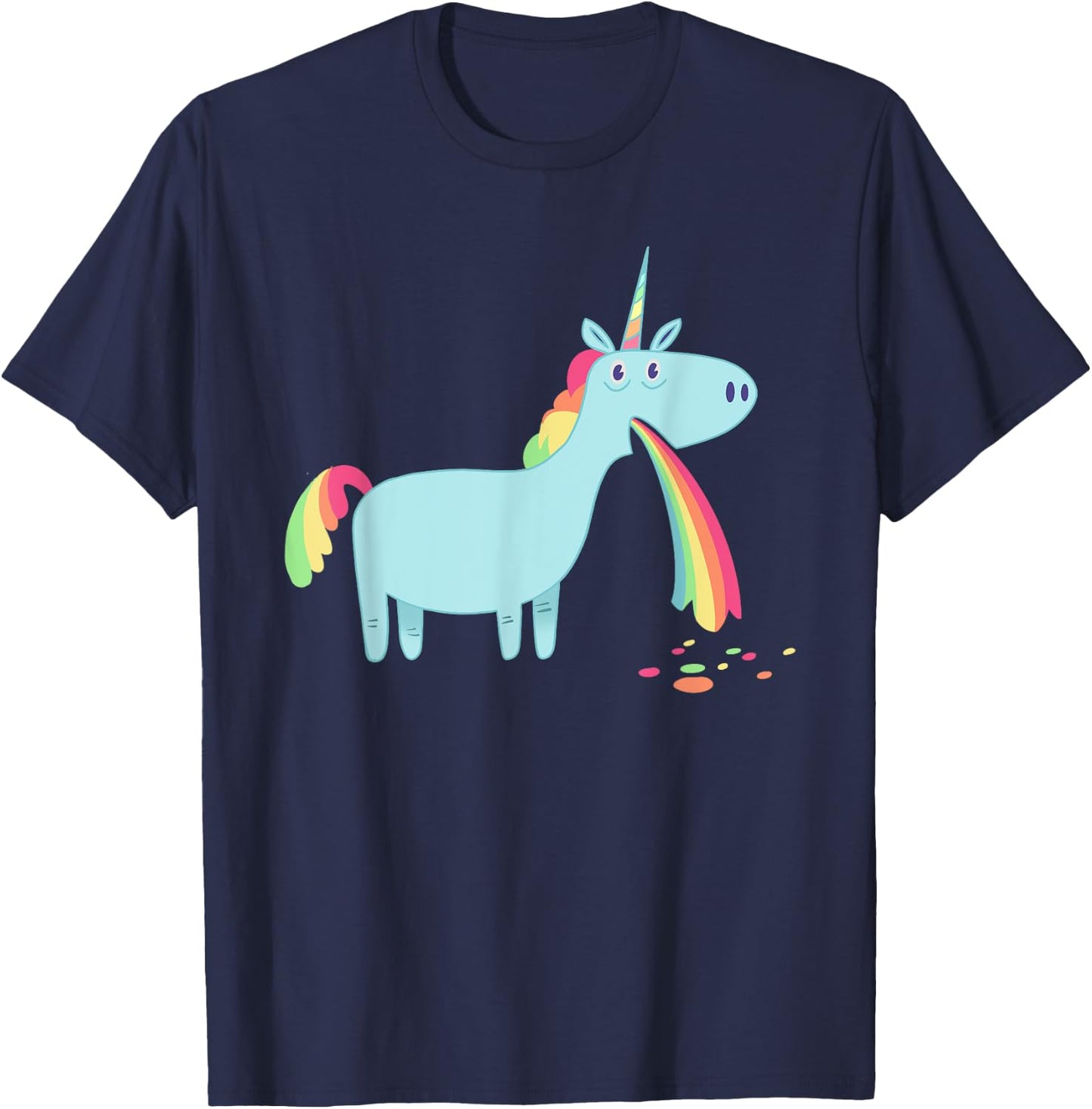 Unicorn vomiting rainbow spew graphic T-Shirt - T-Shirt | Navy