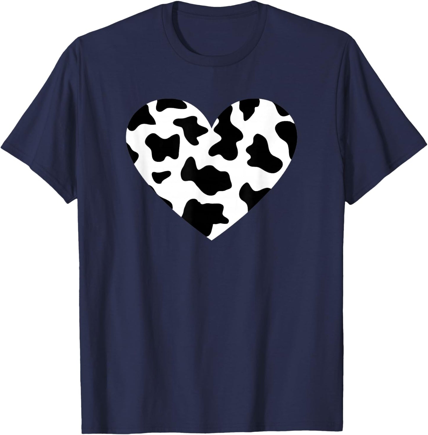 Awesome Cow Print Black & White Print Heart Small T-Shirt - T-Shirt | Navy