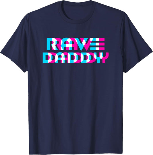 Rave Daddy EDM Music Festival Glitch T-Shirt - T-Shirt | Navy