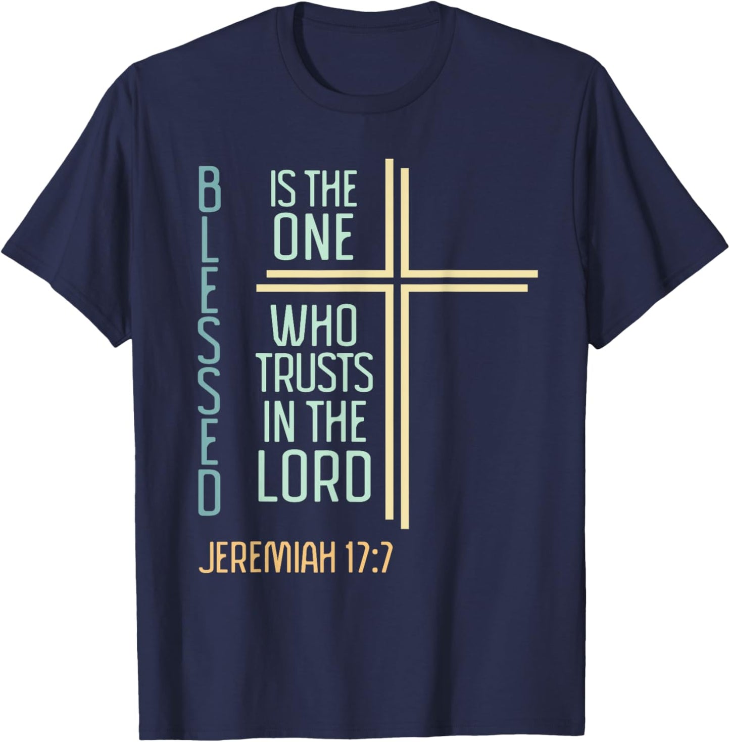 Christian Bible Verse Blessed Jeremiah Retro Cross Women T-Shirt - T-Shirt | Navy
