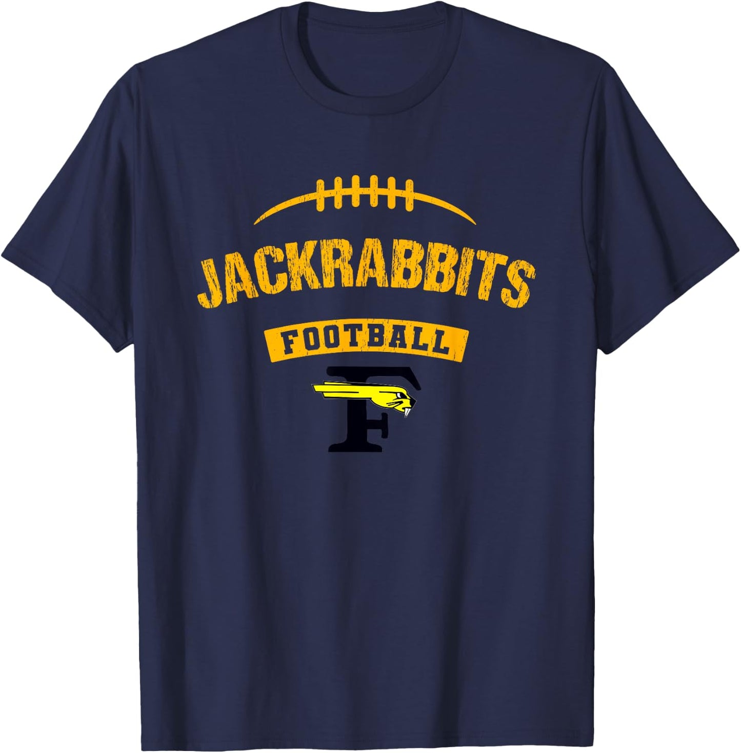 Forney Jackrabbits Logo Football Distressed HS T-Shirt - T-Shirt | Navy