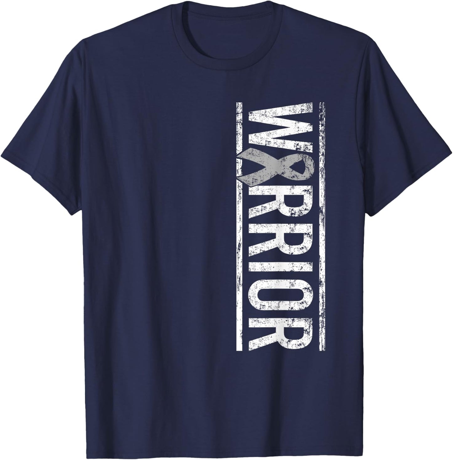 Brain Cancer Warrior - Brain Tumor Awareness Ribbon T-Shirt - T-Shirt | Navy
