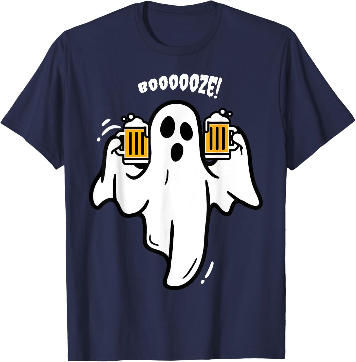 Booze Boo Ghost Drinking Beer Costume Easy Halloween Gifts T-Shirt - T-Shirt | Navy