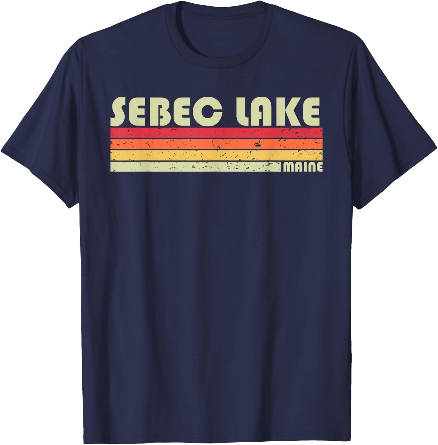 SEBEC LAKE MAINE Funny Fishing Camping Summer Gift Men Women Girls Kids T-Shirt - T-Shirt | Navy