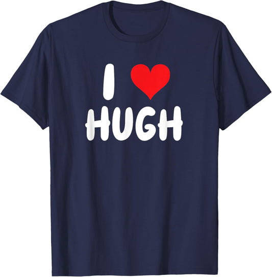 I Love Hugh - Heart - Name T-Shirt - T-Shirt | Navy