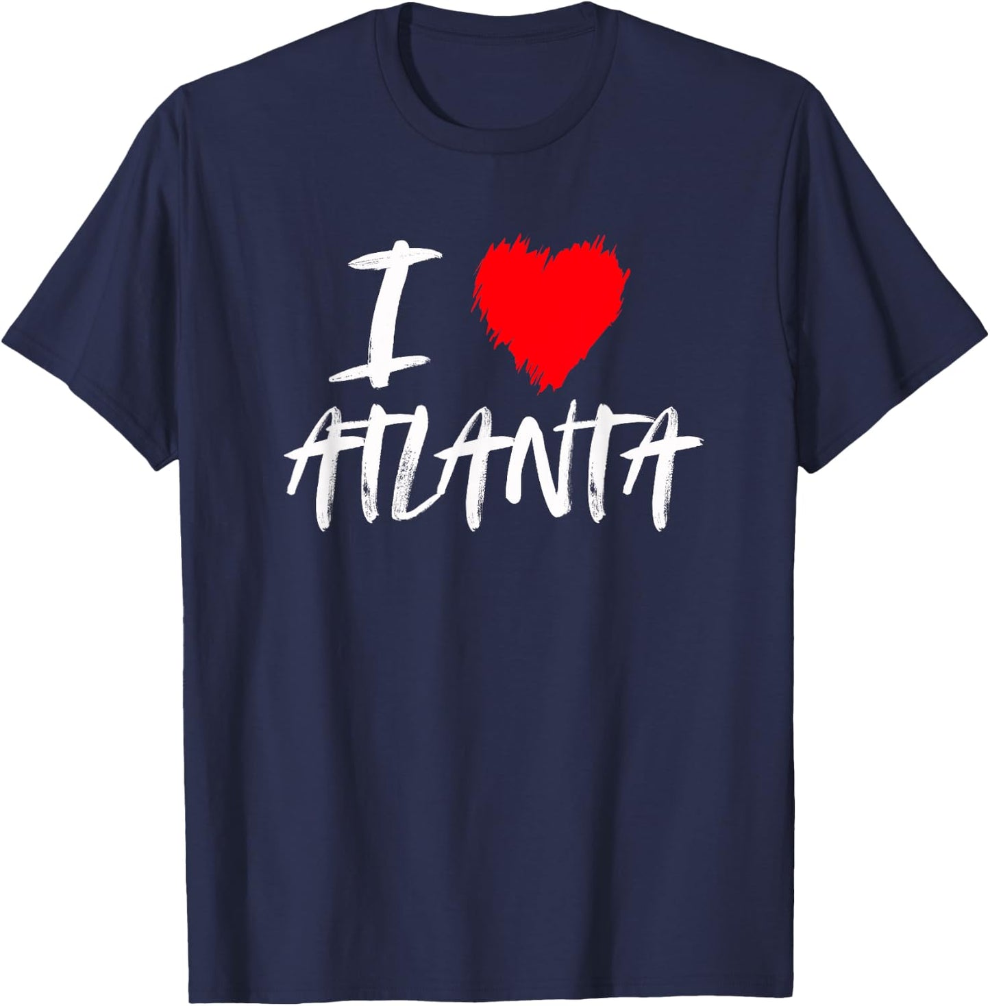 I Love Atlanta Georgia Red Heart Grunge Distressed Design T-Shirt - T-Shirt | Navy