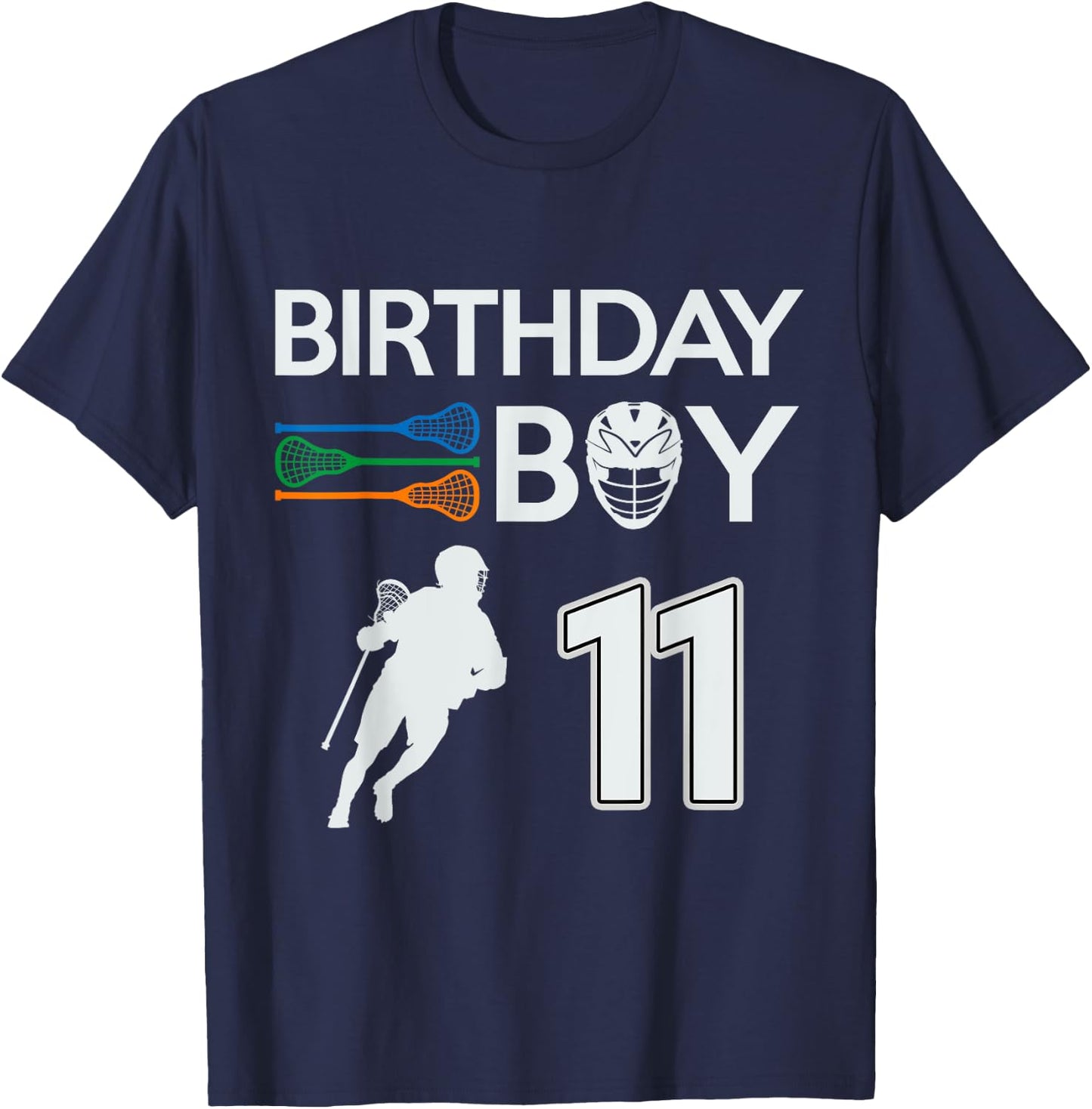 11 Years Old Birthday Boy Lacrosse LAX Player Boys Kids T-Shirt - T-Shirt | Navy
