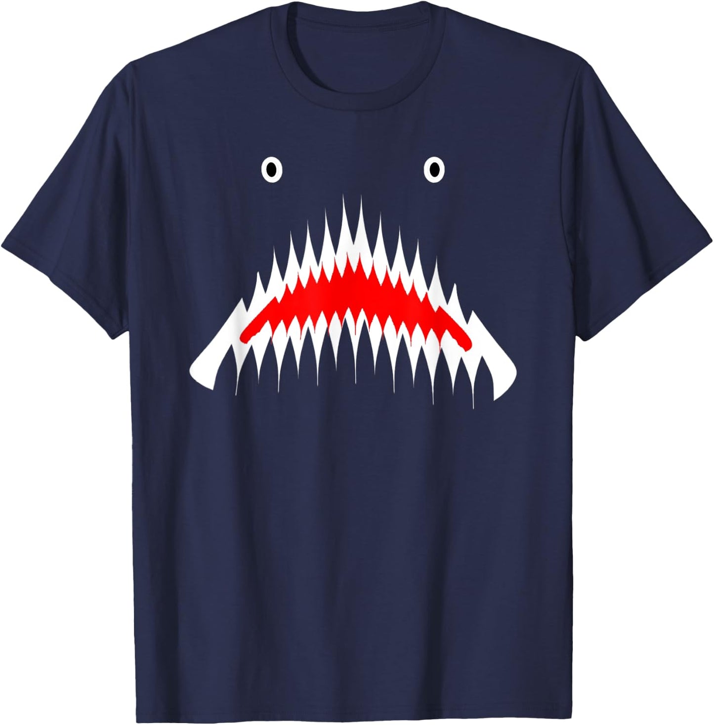 Shark Face Sharp Teeth Animal Halloween Cosplay Costume Gift T-Shirt - T-Shirt | Navy