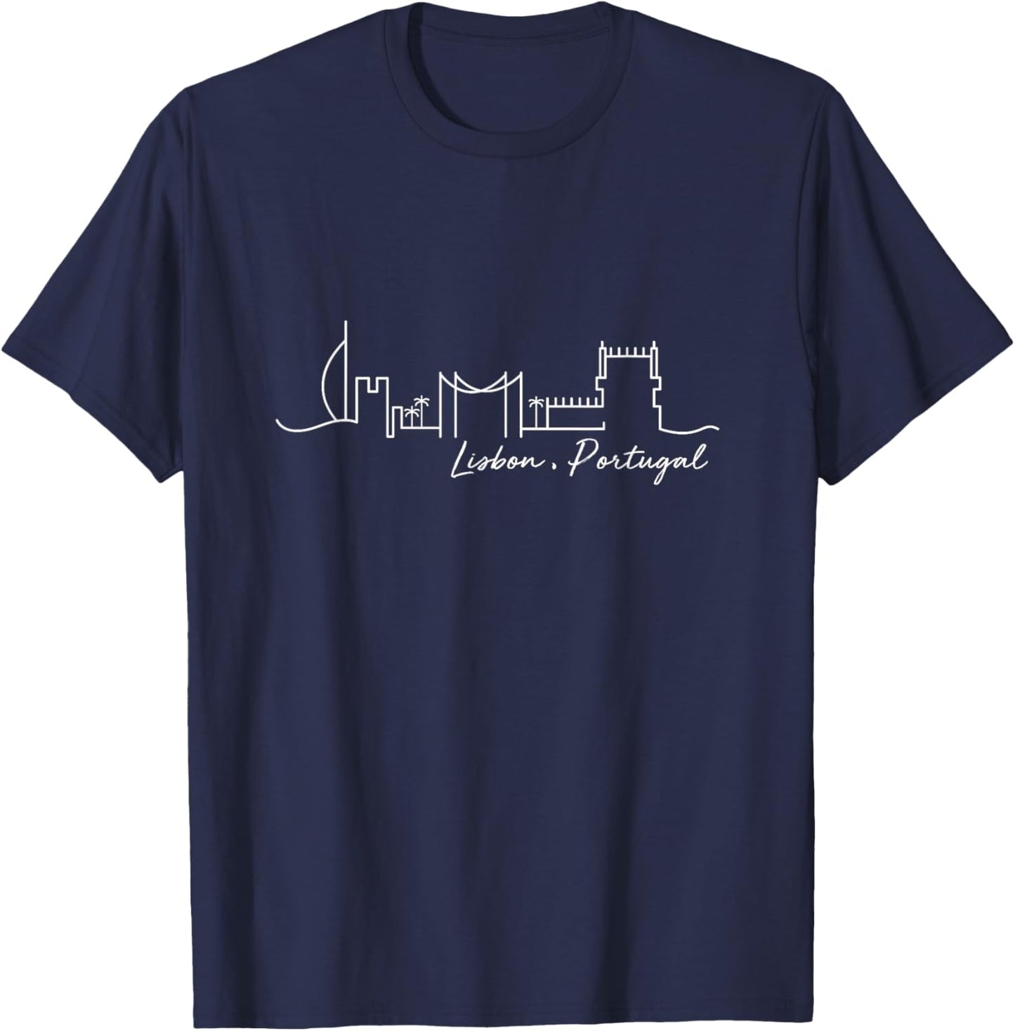 Signature Lisbon City Skyline - Portugal Souvenir T-Shirt - T-Shirt | Navy