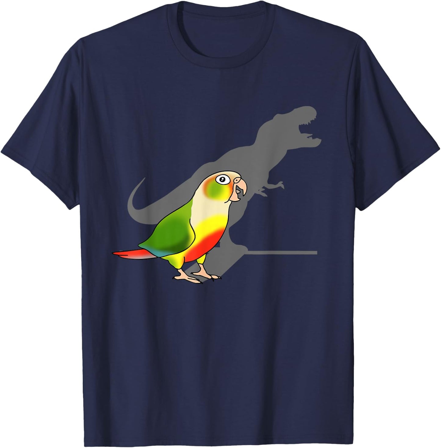 Funny Birb Memes T-rex shadow Green Cheeked Pineapple Conure T-Shirt - T-Shirt | Navy