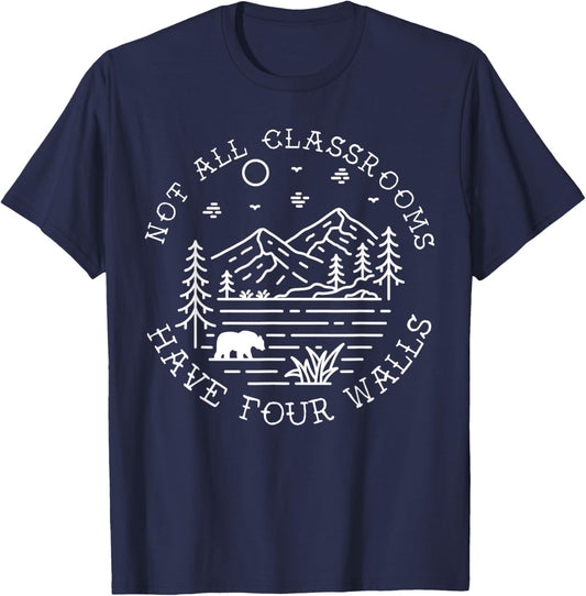 Classroom Outside Homeschool Nature Homeschooler Outdoors T-Shirt - T-Shirt | Navy