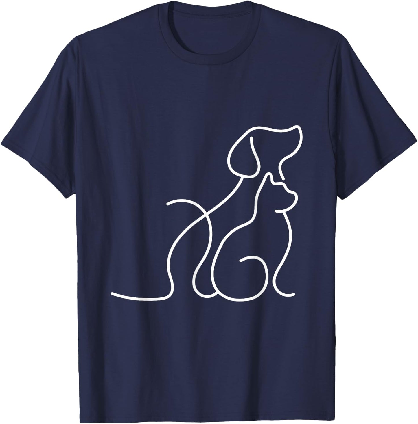 Dog Puppy and Baby Cat Heart - Animal Dog & Cat Heart T-Shirt - T-Shirt | Navy