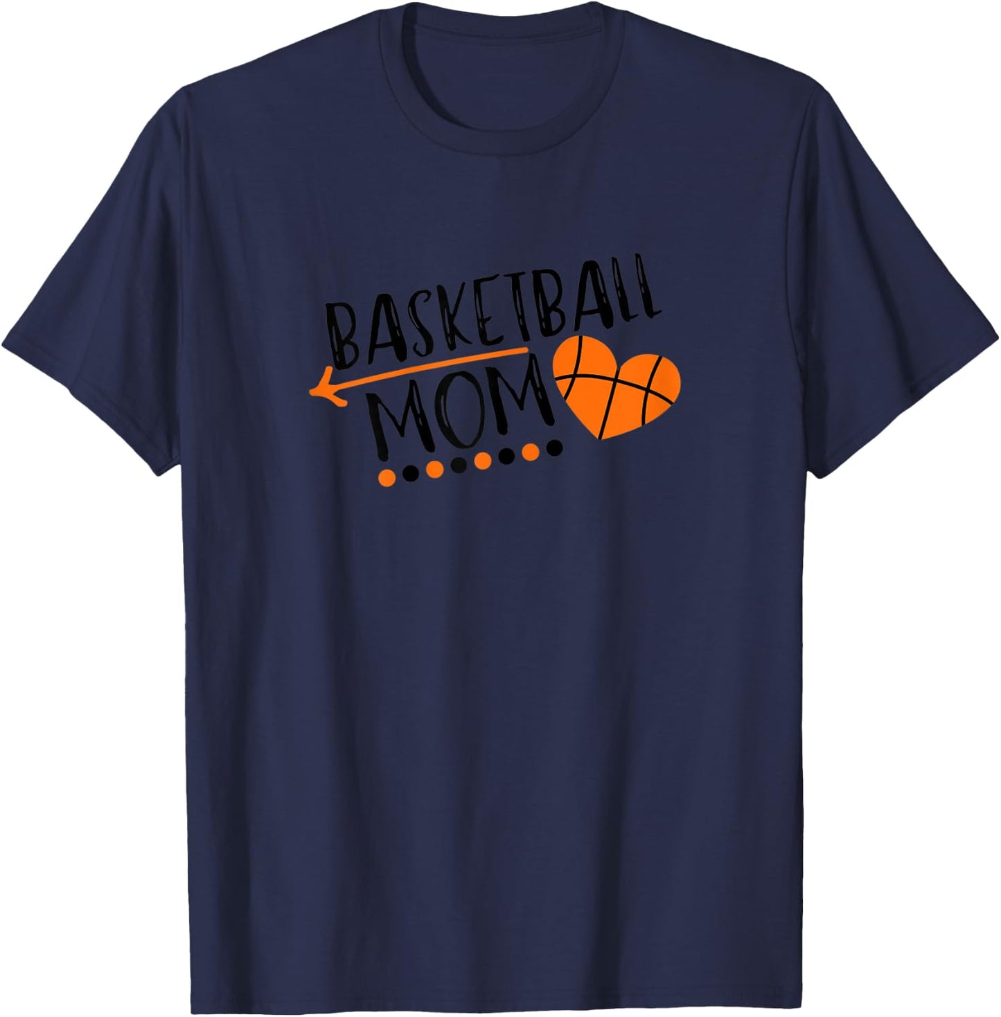 Cute Bball Heart Design Gift Basketball Mom T-Shirt - T-Shirt | Navy