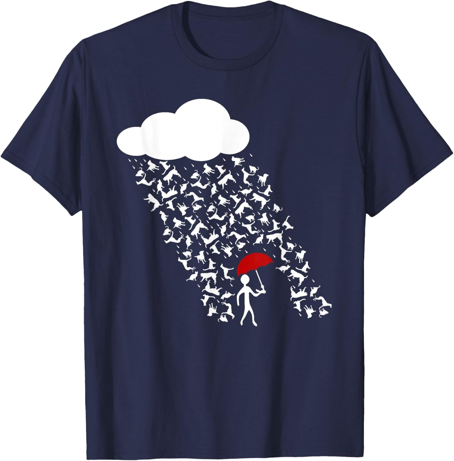 It's Raining Cats and Dogs | Cute Funny Canine Feline Lover Women Girls Kids T-Shirt - T-Shirt | Navy