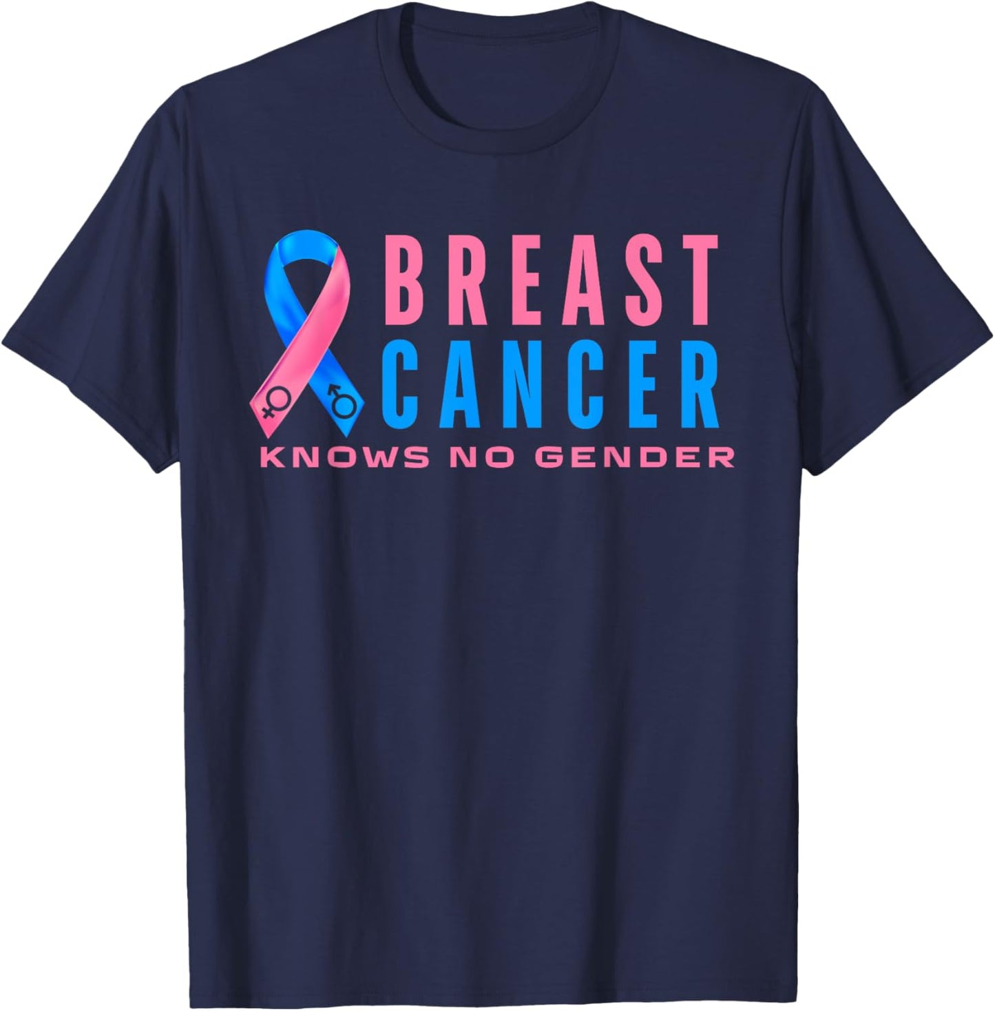Breast Cancer Men Awareness Pink Blue Male Breast Cancer T-Shirt - T-Shirt | Navy