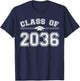 Class of 2036 Grow With Me First Day of School Graduate 2036 T-Shirt - T-Shirt | Navy