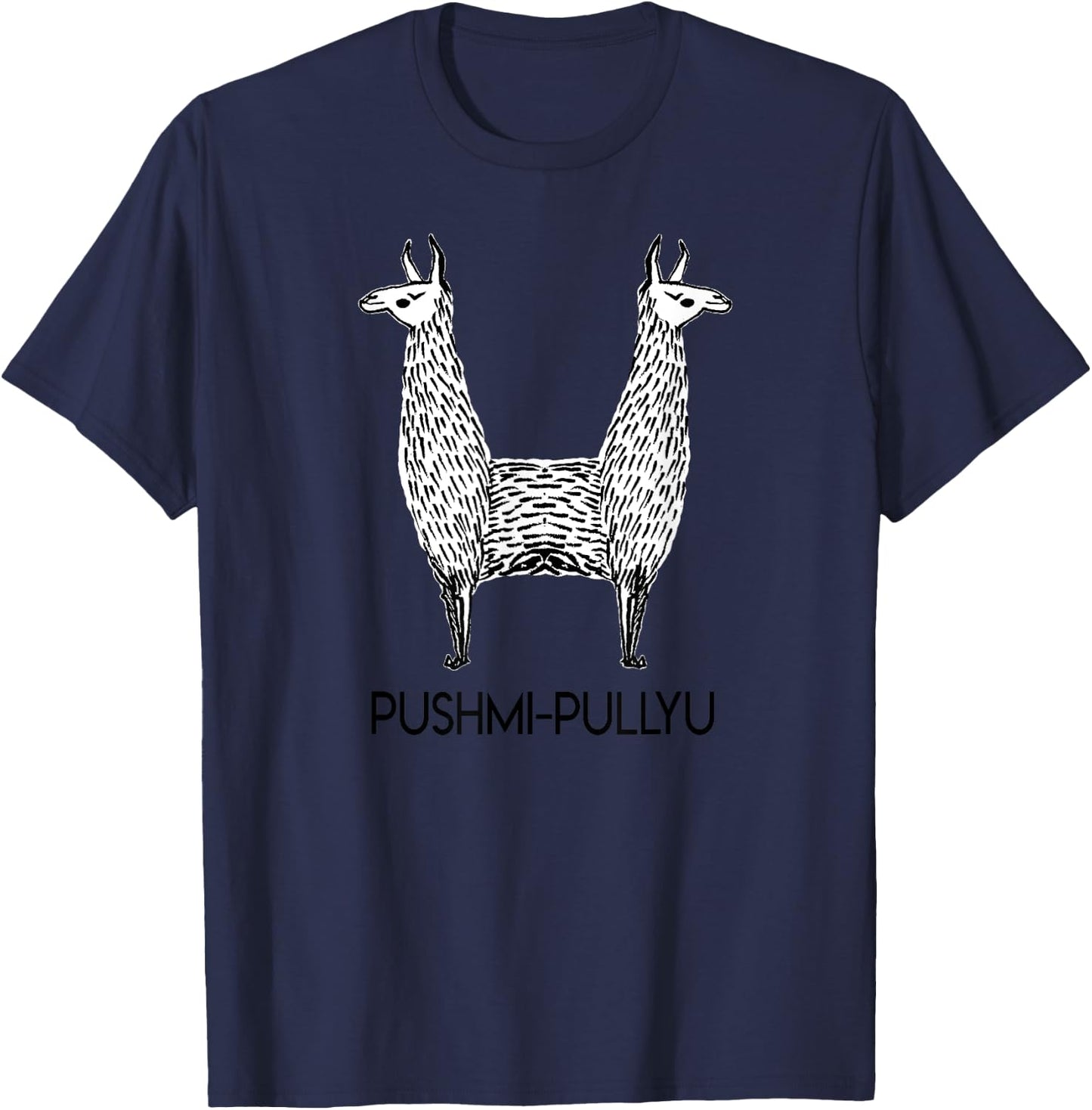 Funny Alpaca Llama Style , Pushmi-Pullyu Yoga T-Shirt - T-Shirt | Navy