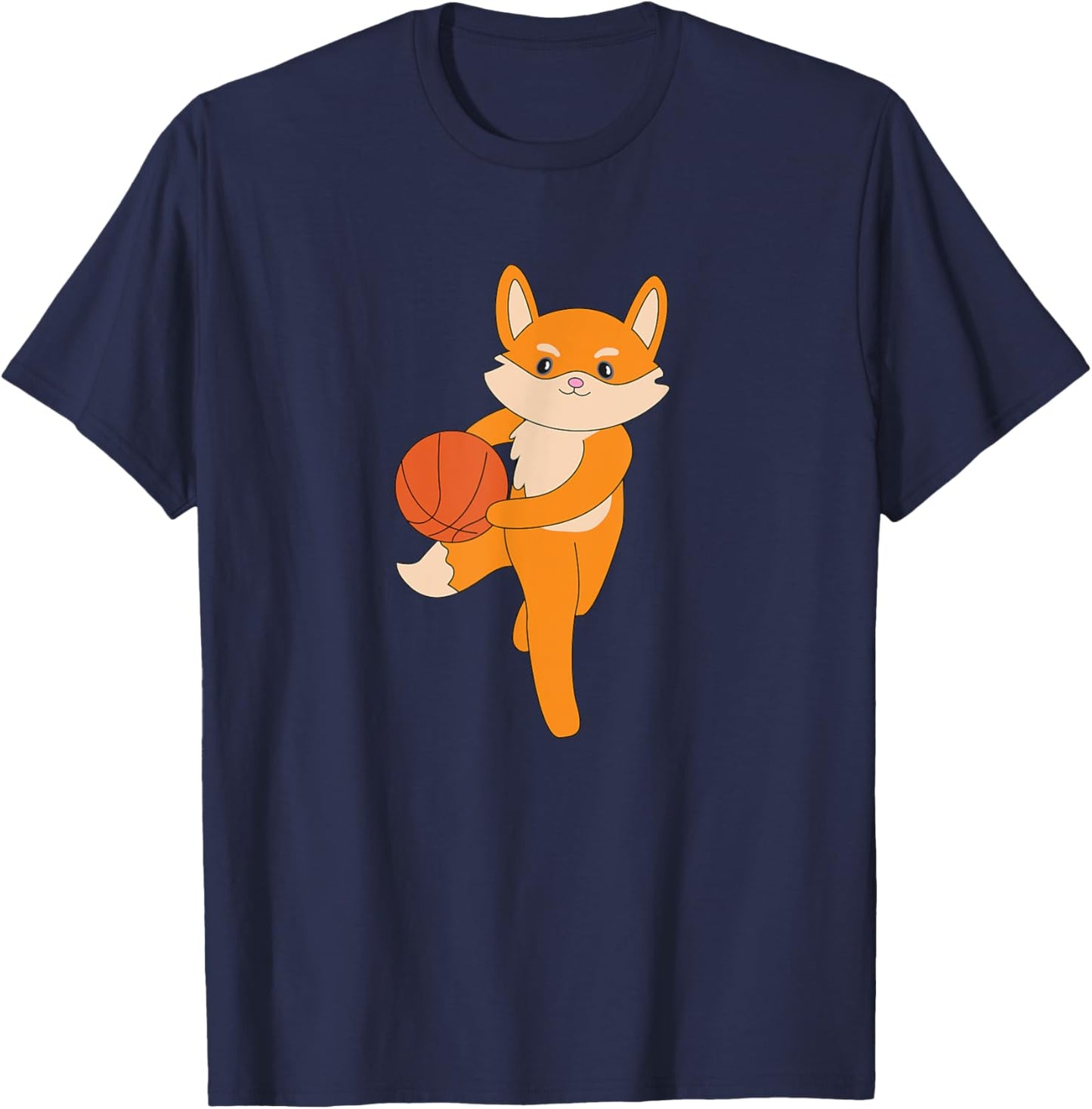 Fox Playing Basketball Wildlife Basketball Player T-Shirt - T-Shirt | Navy