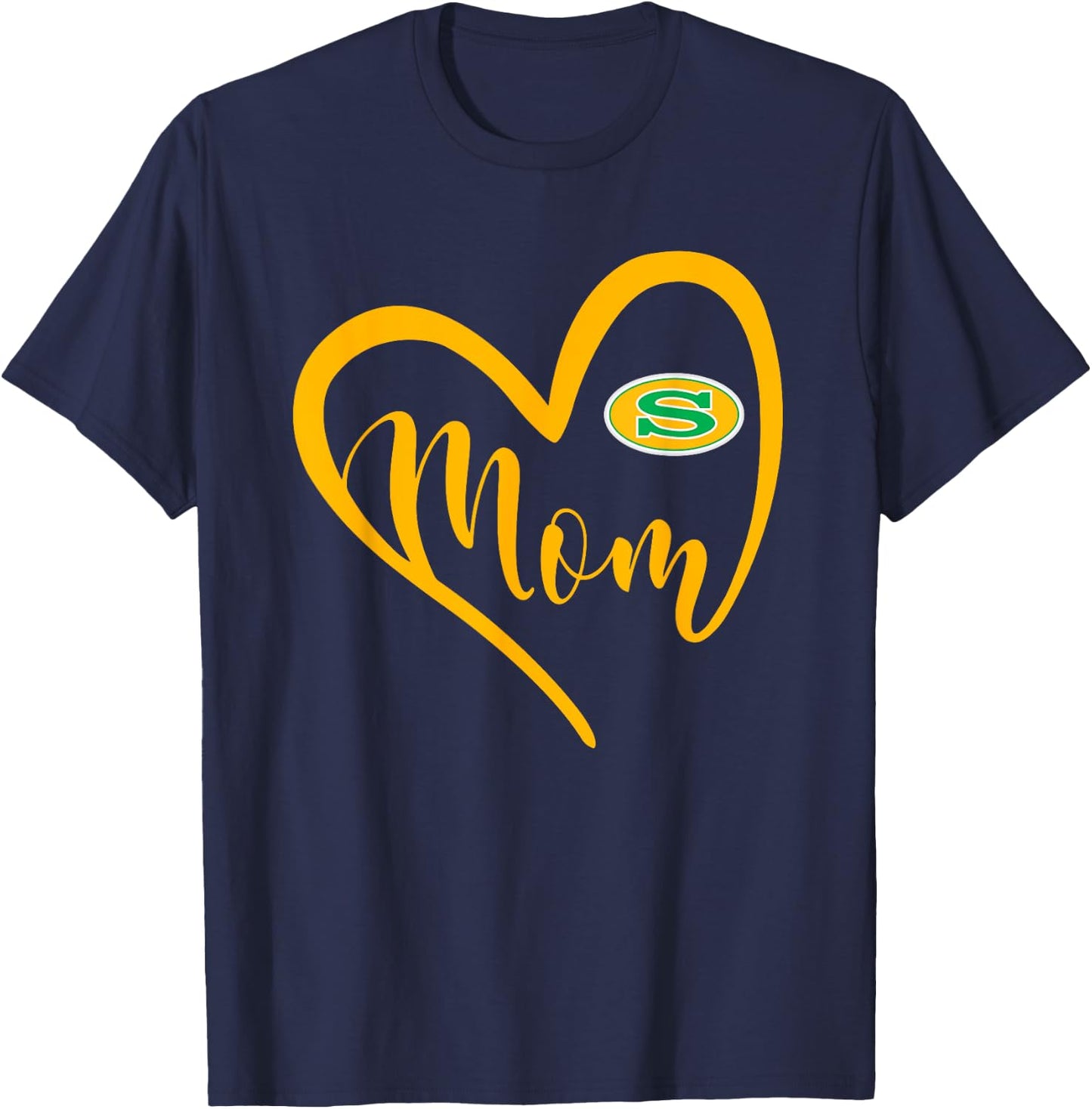 Summerville Green Wave Logo Heart Mom HS T-Shirt - T-Shirt | Navy