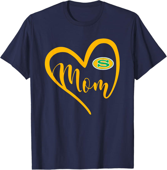 Summerville Green Wave Logo Heart Mom HS T-Shirt - T-Shirt | Navy