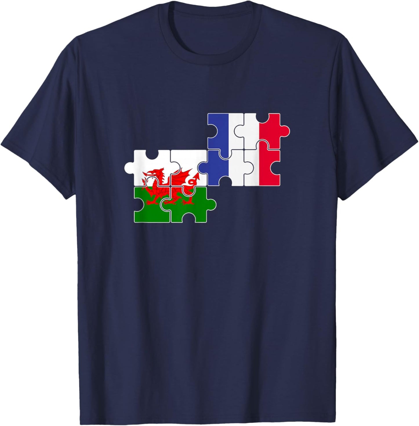 Wales France Flag , Black, S T-Shirt - T-Shirt | Navy