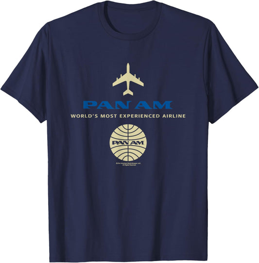Pan Am Blue Gold Retro Logo T-Shirt - T-Shirt | Navy