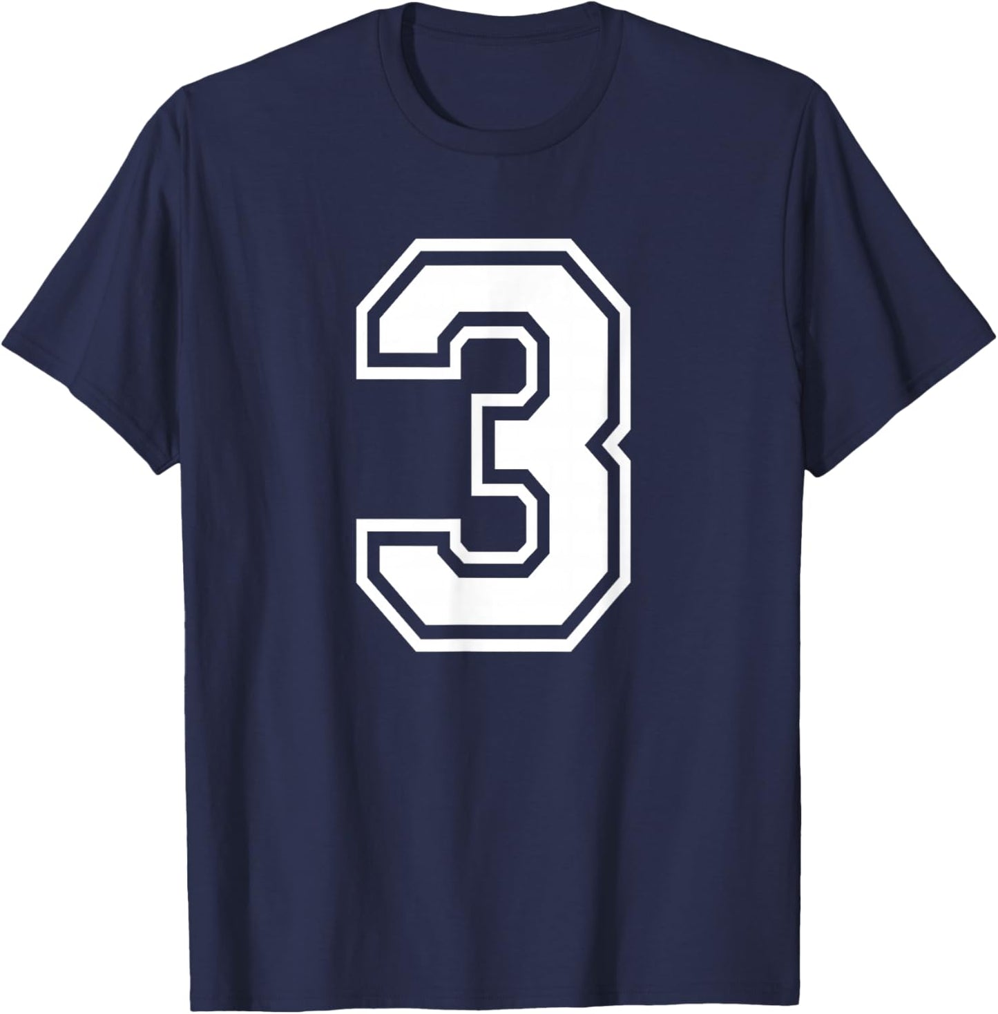 Number 3 Birthday Sports Player Team Numbered Jersey T-Shirt - T-Shirt | Navy