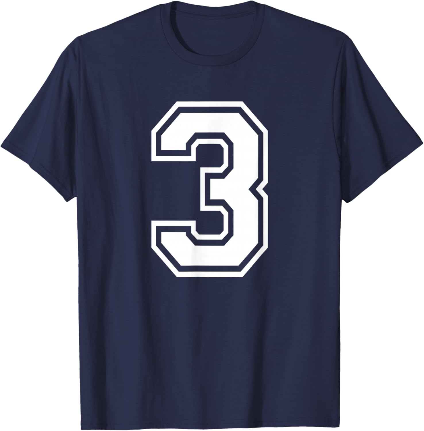 Number 3 Birthday Sports Player Team Numbered Jersey T-Shirt - T-Shirt | Navy